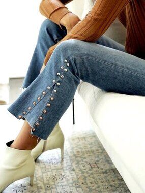 7 For All Mankind Luxe Vintage Studded Kick Flare Jeans – Size 28 – NWT